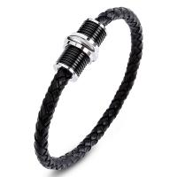 PU Cord Armbånd, Stainless Steel, med PU, mode smykker & forskellig størrelse for valg & for mennesket, 5mm, Solgt af PC