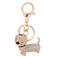 Zinc Alloy Key Lås, Hund, forgyldt, Nuttet & mode smykker & med rhinestone, flere farver til valg, nikkel, bly & cadmium fri, 55x38mm, Solgt af PC