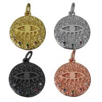 Cubic Zirconia Micro Pave Brass Pendant Flat Round plated micro pave cubic zirconia nickel lead & cadmium free Approx 3.5mm Sold By Lot