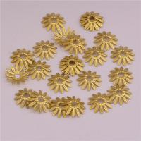 Brass Bead Cap Flower original color nickel lead & cadmium free 14.3mm Sold By Bag