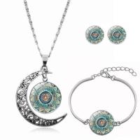 Zinklegering Sieraden Sets, Stud Oorbel & armband & halsketting, Zinc Alloy, met Glas Edelsteen, plated, drie stuks & tijd gem sieraden & uniseks, nikkel, lood en cadmium vrij, Verkocht door Stel