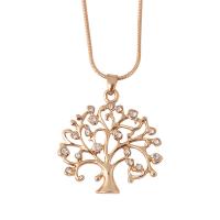 Zinklegering halskettingen, Zinc Alloy, met 5cm extender keten, Tree of Life, plated, slang keten & voor vrouw & met strass, meer kleuren voor de keuze, nikkel, lood en cadmium vrij, 30x29mm, Lengte Ca 18.12 inch, 3strengen/Lot, Verkocht door Lot