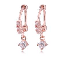 Zinc Alloy Huggie Hoop Drop Earring, forgyldt, Micro Pave cubic zirconia & for kvinde, flere farver til valg, nikkel, bly & cadmium fri, 14*4mm, Solgt af par