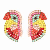 Zinklegering oorknoppen, Zinc Alloy, Vogel, plated, voor vrouw & met strass, meer kleuren voor de keuze, nikkel, lood en cadmium vrij, 40*22mm, Verkocht door pair