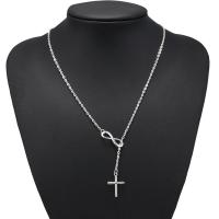 Zink Alloy Smycken Collier, Cross, plated, för kvinna, silver, nickel, bly och kadmium gratis, 10Strands/Lot, Säljs av Lot