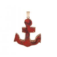 Imperial Jasper Pendler, Impression Jasper, med Zinc Alloy, Anchor, guldfarve belagt, du kan DIY, flere farver til valg, 35x35mm, Solgt af PC