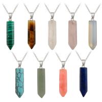 Gemstone Hängen Smycken, Ädelsten, med Zink Alloy, silver pläterad, olika material för val, 8x32mm, 5PC/Lot, Säljs av Lot