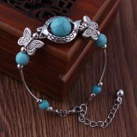 Sinc Alloy Bracelet, le turquoise, plátáilte, jewelry faisin & do bhean, nicil, luaidhe & caidmiam saor in aisce, Díolta Per 6.4 Inse Snáithe