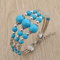 Bracelet en alliage de zinc, avec turquoise, Placage, pour femme, plus de couleurs à choisir, protéger l'environnement, sans nickel, plomb et cadmium, Vendu par brin