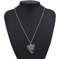 Zinklegierung Schmuck Halskette, Elephant, plattiert, Modeschmuck & für Frau, Silberfarbe, frei von Nickel, Blei & Kadmium, 10SträngeStrang/Menge, verkauft von Menge