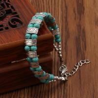 Sinc Alloy Bracelet, le turquoise, plátáilte, jewelry faisin & do bhean, airgid, nicil, luaidhe & caidmiam saor in aisce, Díolta De réir Snáithe