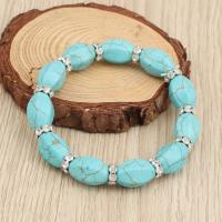 Fashion Turquoise Armbanden, turkoois, met Zinc Alloy, plated, voor vrouw & met strass, zilver, nikkel, lood en cadmium vrij, Verkocht door Strand