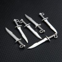 Sinc Alloy Pendants, Knife, plátáilte, DIY, airgid, nicil, luaidhe & caidmiam saor in aisce, 53*18mm, 10ríomhairí pearsanta/Mála, Díolta De réir Mála