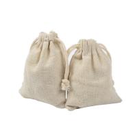 coton Sac drawstring, Portable & durable & bijoux de mode, beige, 80x100mm, 50/lot, Vendu par lot