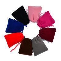 velours de coton Sac drawstring, Portable & durable, couleurs mélangées, 100x120mm, 100PC/lot, Vendu par lot