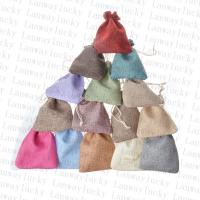 Toile de lin Sac drawstring, Portable & durable, couleurs mélangées, 100x140mm, 50/lot, Vendu par lot