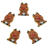 Hars Cabochon, Christmas Reindeer, DIY, bruin, 15.50x21x4mm, Ca 100pC's/Bag, Verkocht door Bag