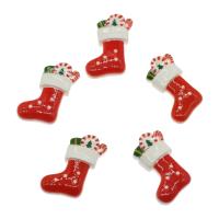 Resin Cabochon Christmas Sock fashion jewelry & DIY red Approx Sold By Bag