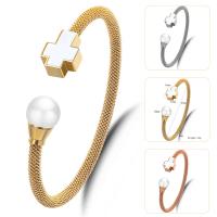 Nerez Cuff náramek, s ABS plast pearl, pro ženy, více barev na výběr, 10mm,11x14mm, Vnitřní průměr:Cca 57mm, Prodáno By PC