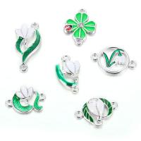 Zinc Alloy Connector plated enamel & mixed & 1/1 loop green nickel lead & cadmium free 20-30mm Sold By Bag