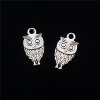 Zinc Alloy Animal Pendler, Owl, forgyldt, du kan DIY, sølv, nikkel, bly & cadmium fri, 18*11mm, 10pc'er/Bag, Solgt af Bag