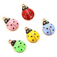 Zinc Alloy Animal Pendler, Ladybug, forgyldt, du kan DIY & emalje, blandede farver, nikkel, bly & cadmium fri, 21*15mm, 10pc'er/Bag, Solgt af Bag