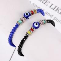 Evil Eye Acrylic Bracelet plated evil eye pattern & for woman & enamel & with rhinestone 3mm Sold Per 7.2 Inch Strand