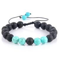 Lava Woven Ball Bracelet, le turquoise & Corda níolón, plátáilte, jewelry faisin & unisex, Díolta Per 6.6 Inse Snáithe