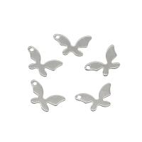 Acciaio inossidabile Animal Ciondoli, 304 acciaio inox, Farfalla, colore originale, 14x8x0.70mm, Foro:Appross. 1.3mm, 100PC/borsa, Venduto da borsa