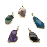 Natuurlijke Agate Druzy hanger, Ijs Quartz Agaat, met Messing, gold plated, DIY, meer kleuren voor de keuze, 23-51mm, Gat:Ca 3.6mm, Verkocht door PC