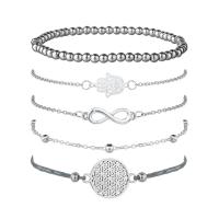 lega in zinco Bracciale Set, with corda in cotone, placcato, 5 pezzi & per la donna, argento, Venduto da set