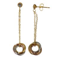 Boucle d'oreille goutte inox, acier inoxydable, Placage, pour femme & avec strass, 48mm,10mm, Vendu par paire