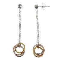 Boucle d'oreille goutte inox, acier inoxydable, Placage, pour femme & avec strass, 53mm,10mm, Vendu par paire