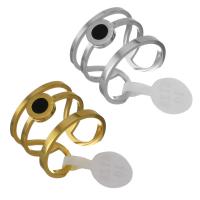 Nerūdijantis plienas Cuff Finger Ring, su Derva, padengtą, su romėnų skaičius & moters, daugiau spalvų pasirinkimas, 16mm, Dydis:10, Pardavė PC