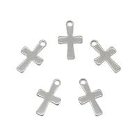 Roestvrij staal Cross Hangers, 304 roestvrij staal, Oversteken, oorspronkelijke kleur, 7x12x0.80mm, Gat:Ca 0.8mm, 100pC's/Bag, Verkocht door Bag