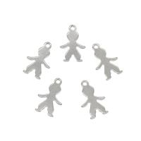 Acciaio inossidabile Animal Ciondoli, 304 acciaio inox, Ragazzo, colore originale, 10x16x0.80mm, Foro:Appross. 1.5mm, 100PC/borsa, Venduto da borsa