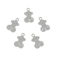 Acciaio inossidabile Animal Ciondoli, 304 acciaio inox, Orso, colore originale, 8x12.50x0.80mm, Foro:Appross. 1.3mm, 100PC/borsa, Venduto da borsa