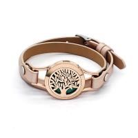 Cruach dhosmálta Aromatherapy Bangle, le Leathar breagach, unisex & stíleanna éagsúla do rogha & log, 25mm, Trastomhas Istigh:Thart 60mm, Díolta De réir PC