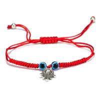 Fil de coton bracelet, avec Des billes de verre & alliage de zinc, Mauvais œil, styles différents pour le choix & pour femme, rouge, Longueur Environ 7.08-11 pouce, 20Strandstoron/lot, Vendu par lot