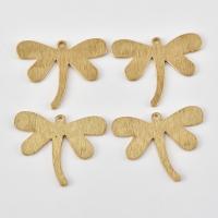 Messing hangers, Dragonfly, geborsteld, oorspronkelijke kleur, nikkel, lood en cadmium vrij, 26.50x22x0.80mm, Gat:Ca 1mm, 50pC's/Bag, Verkocht door Bag