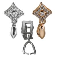 Ottone pizzico Bail, placcato, Micro spianare cubic zirconia, nessuno, assenza di nichel,piombo&cadmio, 17mm,10x10x5.5mm,0.8mm, Foro:Appross. 2.5x4.5mm, 30PC/lotto, Venduto da lotto