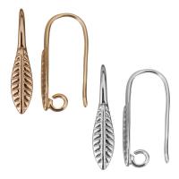 Blås Hook Earwire, Mässing, Leaf, plated, DIY & med ögla, fler färger för val, nickel, bly och kadmium gratis, 4x20.5x9mm,0.8mm, Hål:Ca 2mm, 30Pairs/Lot, Säljs av Lot