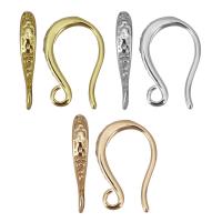 Blås Hook Earwire, Mässing, plated, DIY & med ögla, fler färger för val, nickel, bly och kadmium gratis, 2.5x14x10mm,0.8mm, Hål:Ca 1.5mm, 30Pairs/Lot, Säljs av Lot