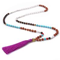 Gemstone Geansaí Necklace, le Polapróipiléine níolón, tassel, jewelry faisin & unisex, 80mm, 6mm, Díolta Per Thart 32.2 Inse Snáithe