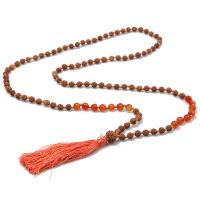 Rudraksha camisola, with Nylon polipropileno & misto de pedras semi-preciosas, borlapendão, Vario tipos a sua escolha & para mulher, 80mm, 6mm, vendido para Aprox 33.8 inchaltura Strand