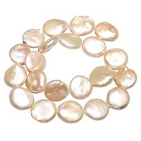 Button Gekweekte Zoetwater Parel kralen, Knop, natuurlijk, roze, 16-18mm, Gat:Ca 0.8mm, Verkocht door Strand