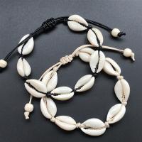 Shell Jewelry Bracelet with leather cord plated fashion jewelry & for woman Length 7.5 Inch Sold By Lot