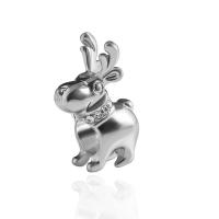 Zinc Alloy Animal Beads Christmas Reindeer plated DIY & with rhinestone nickel lead & cadmium free 19*12mm Sold By Bag