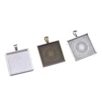 Zinc Alloy vedhæng Cabochon Setting, Square, forgyldt, flere farver til valg, nikkel, bly & cadmium fri, 27.8x35.8mm, Hole:Ca. 4.1mm, Indvendig diameter:Ca. 25mm, 100pc'er/Bag, Solgt af Bag