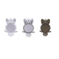 Zinc Alloy vedhæng Cabochon Setting, Owl, forgyldt, flere farver til valg, nikkel, bly & cadmium fri, 35x54.6mm, Hole:Ca. 1mm, Indvendig diameter:Ca. 25mm, 100pc'er/Bag, Solgt af Bag